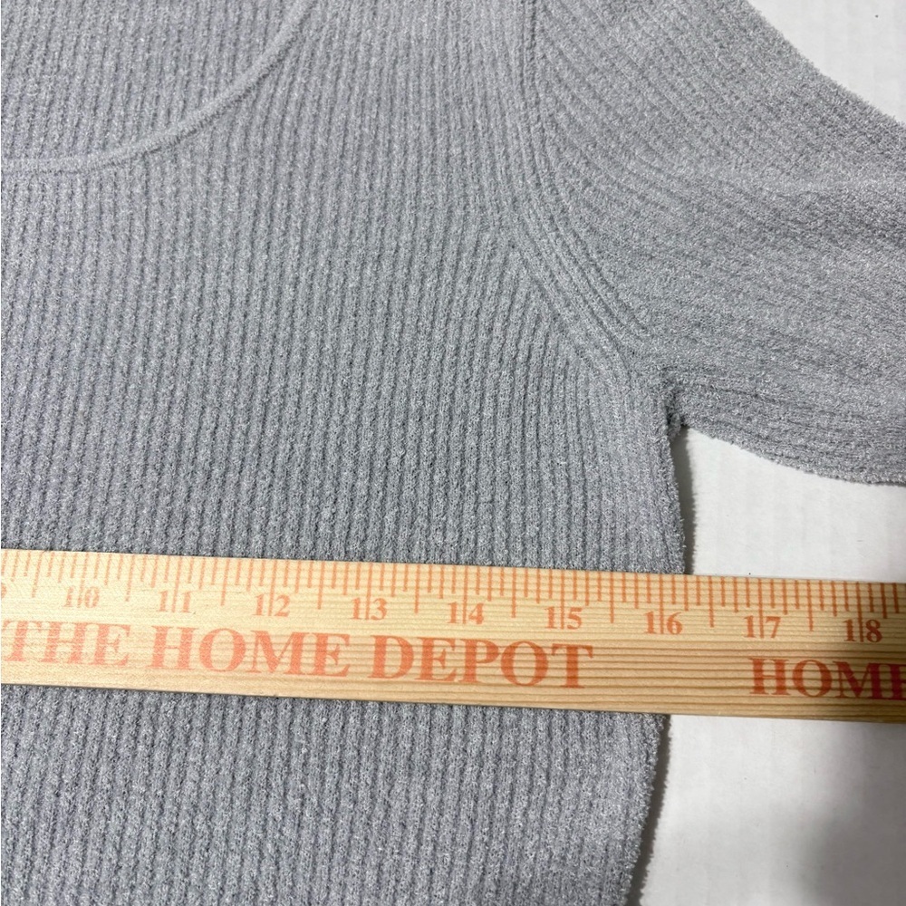 Barefoot Dreams CozyChic Ultra Lite SS Light Gray Maxi Midi Dress Side Slits MP - Picture 8 of 12